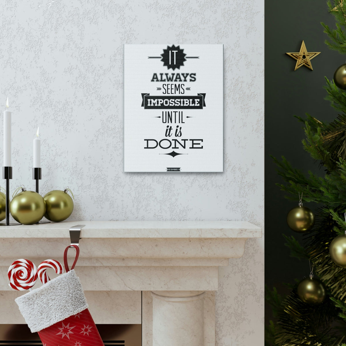 Scripture Walls Inspirational Wall Art Impossible Until It Is Done Motivation Wall Decor for Home Office Gym Inspiring Success Quote Print Ready to Hang Unframed-Express Your Love Gifts