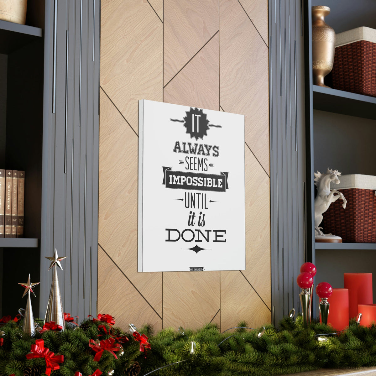 Scripture Walls Inspirational Wall Art Impossible Until It Is Done Motivation Wall Decor for Home Office Gym Inspiring Success Quote Print Ready to Hang Unframed-Express Your Love Gifts