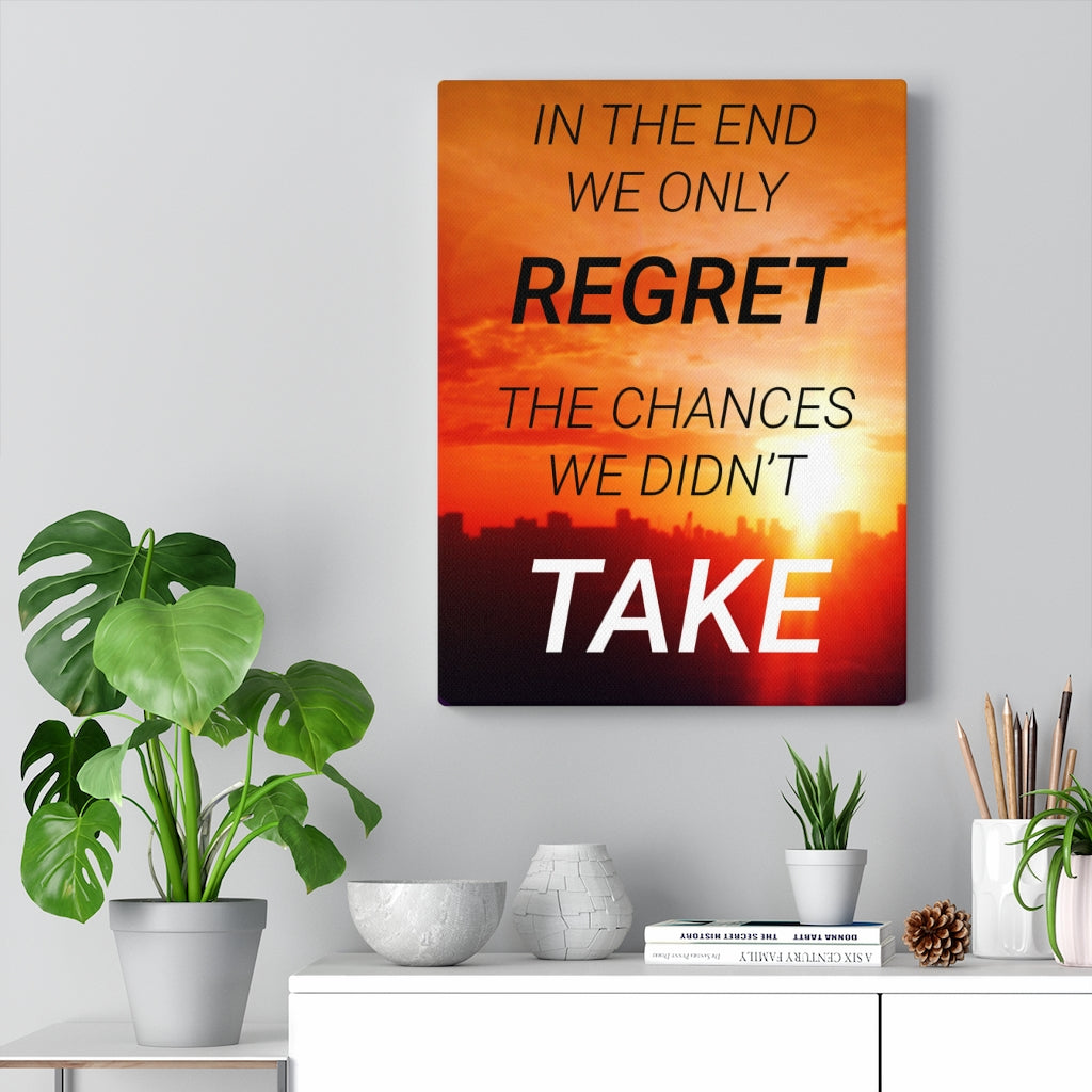 Scripture Walls Inspirational Wall Art In The End We Only Regret Orange Wall Art Motivational Motto Inspiring Prints Artwork Decor Ready to Hang Unframed-Express Your Love Gifts