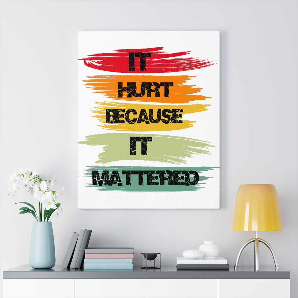Scripture Walls Inspirational Wall Art It Hurt Because It Mattered Wall Art Motivation Wall Decor for Home Office Gym Inspiring Success Quote Print Ready to Hang Unframed-Express Your Love Gifts