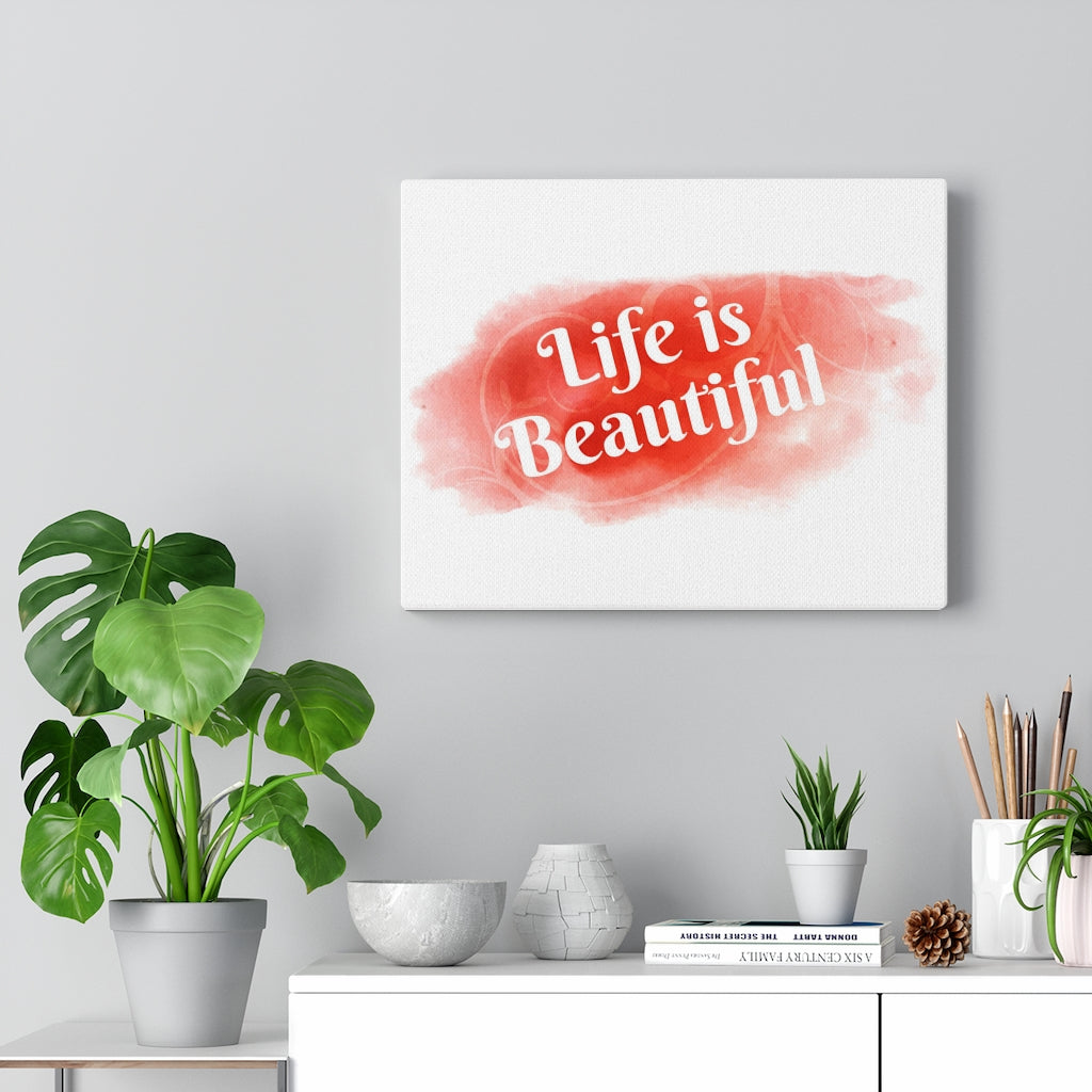 Scripture Walls Inspirational Wall Art Life Is Beautiful Red Wall Art Motivational Motto Inspiring Prints Artwork Decor Ready to Hang Unframed-Express Your Love Gifts