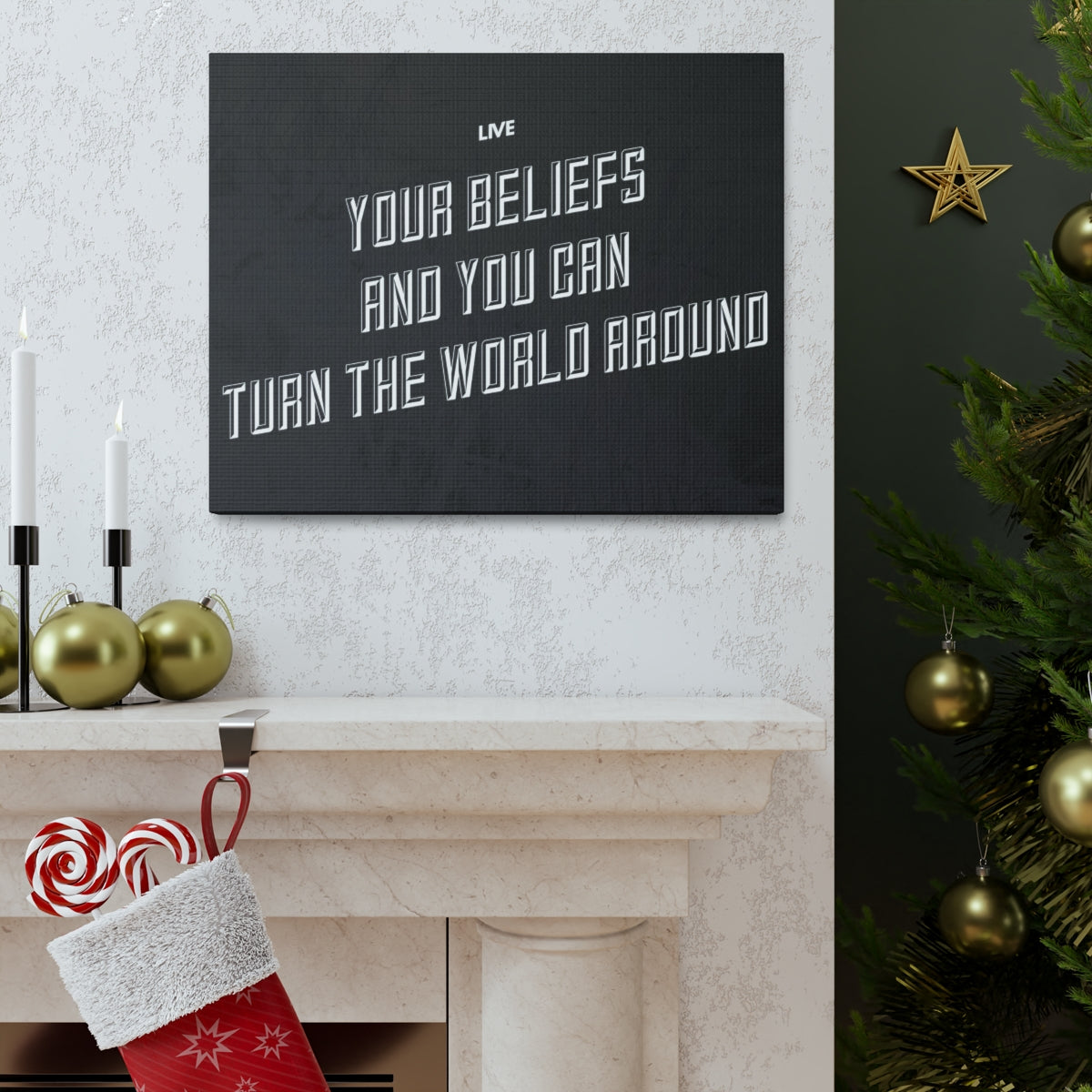 Scripture Walls Inspirational Wall Art Live Your Beliefs Motivation Wall Decor for Home Office Gym Inspiring Success Quote Print Ready to Hang Unframed-Express Your Love Gifts