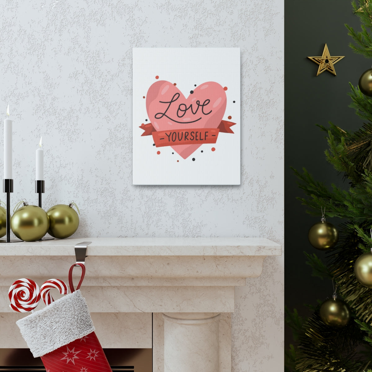 Scripture Walls Inspirational Wall Art Love Yourself Heart Motivation Wall Decor for Home Office Gym Inspiring Success Quote Print Ready to Hang Unframed-Express Your Love Gifts