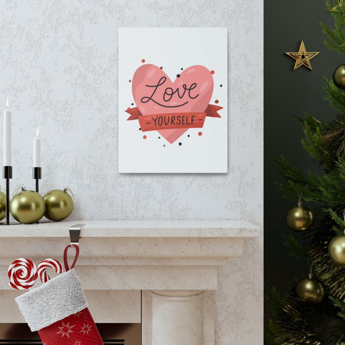 Scripture Walls Inspirational Wall Art Love Yourself Heart Motivation Wall Decor for Home Office Gym Inspiring Success Quote Print Ready to Hang Unframed-Express Your Love Gifts