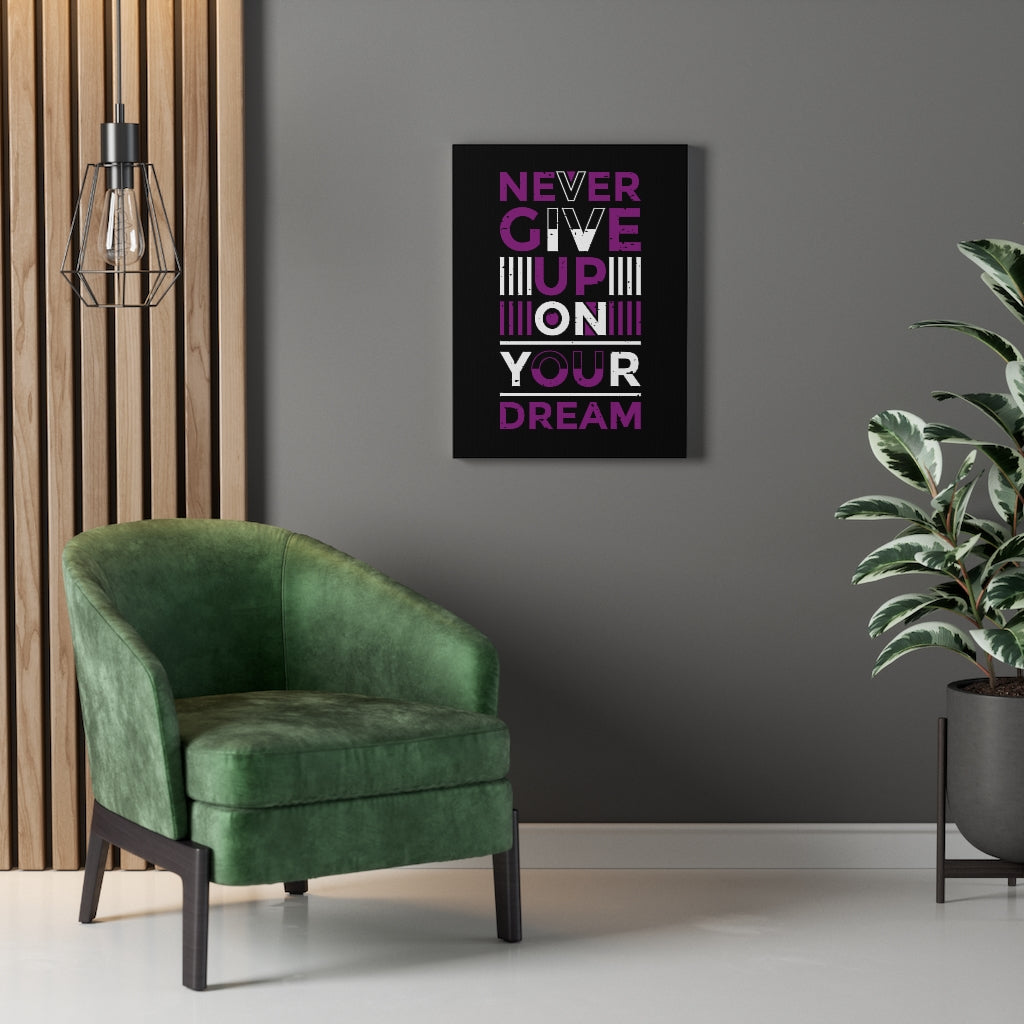 Scripture Walls Inspirational Wall Art Never Give Up On Your Dream Purple Wall Art Motivation Wall Decor for Home Office Gym Inspiring Success Quote Print Ready to Hang Unframed-Express Your Love Gifts