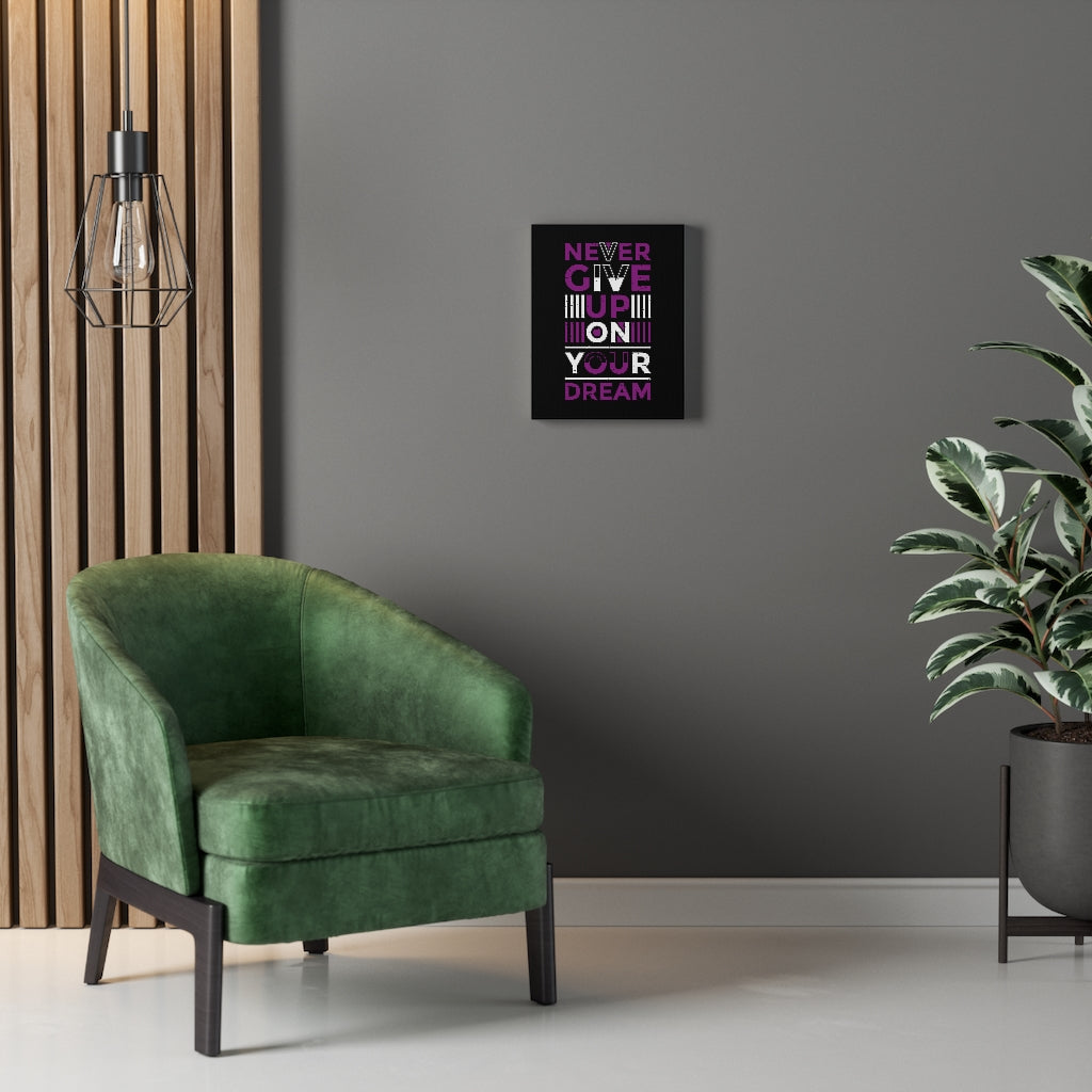 Scripture Walls Inspirational Wall Art Never Give Up On Your Dream Purple Wall Art Motivation Wall Decor for Home Office Gym Inspiring Success Quote Print Ready to Hang Unframed-Express Your Love Gifts