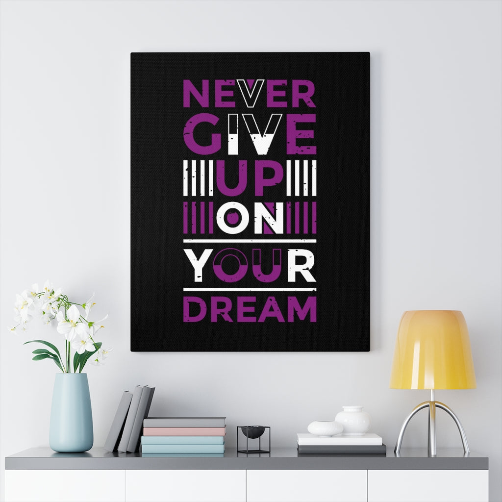 Scripture Walls Inspirational Wall Art Never Give Up On Your Dream Purple Wall Art Motivation Wall Decor for Home Office Gym Inspiring Success Quote Print Ready to Hang Unframed-Express Your Love Gifts