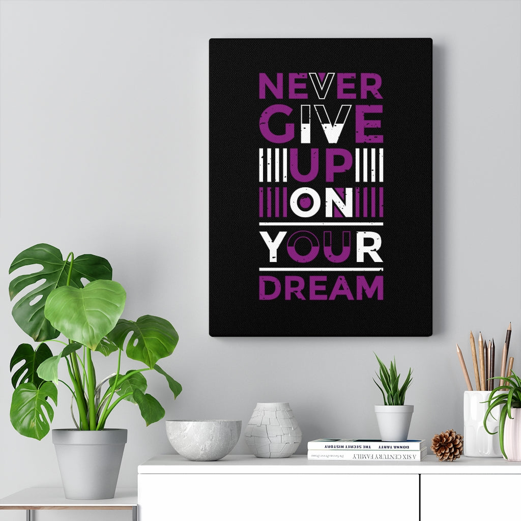 Scripture Walls Inspirational Wall Art Never Give Up On Your Dream Purple Wall Art Motivation Wall Decor for Home Office Gym Inspiring Success Quote Print Ready to Hang Unframed-Express Your Love Gifts