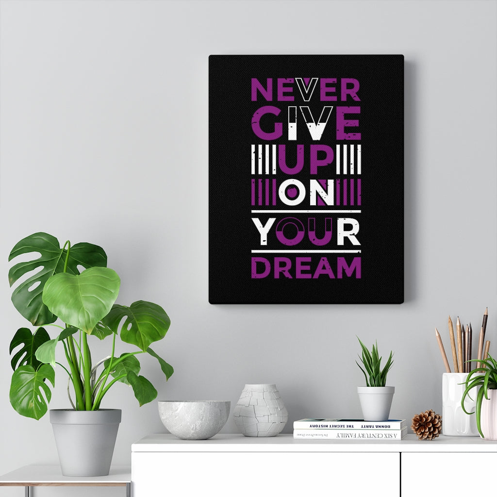 Scripture Walls Inspirational Wall Art Never Give Up On Your Dream Purple Wall Art Motivation Wall Decor for Home Office Gym Inspiring Success Quote Print Ready to Hang Unframed-Express Your Love Gifts