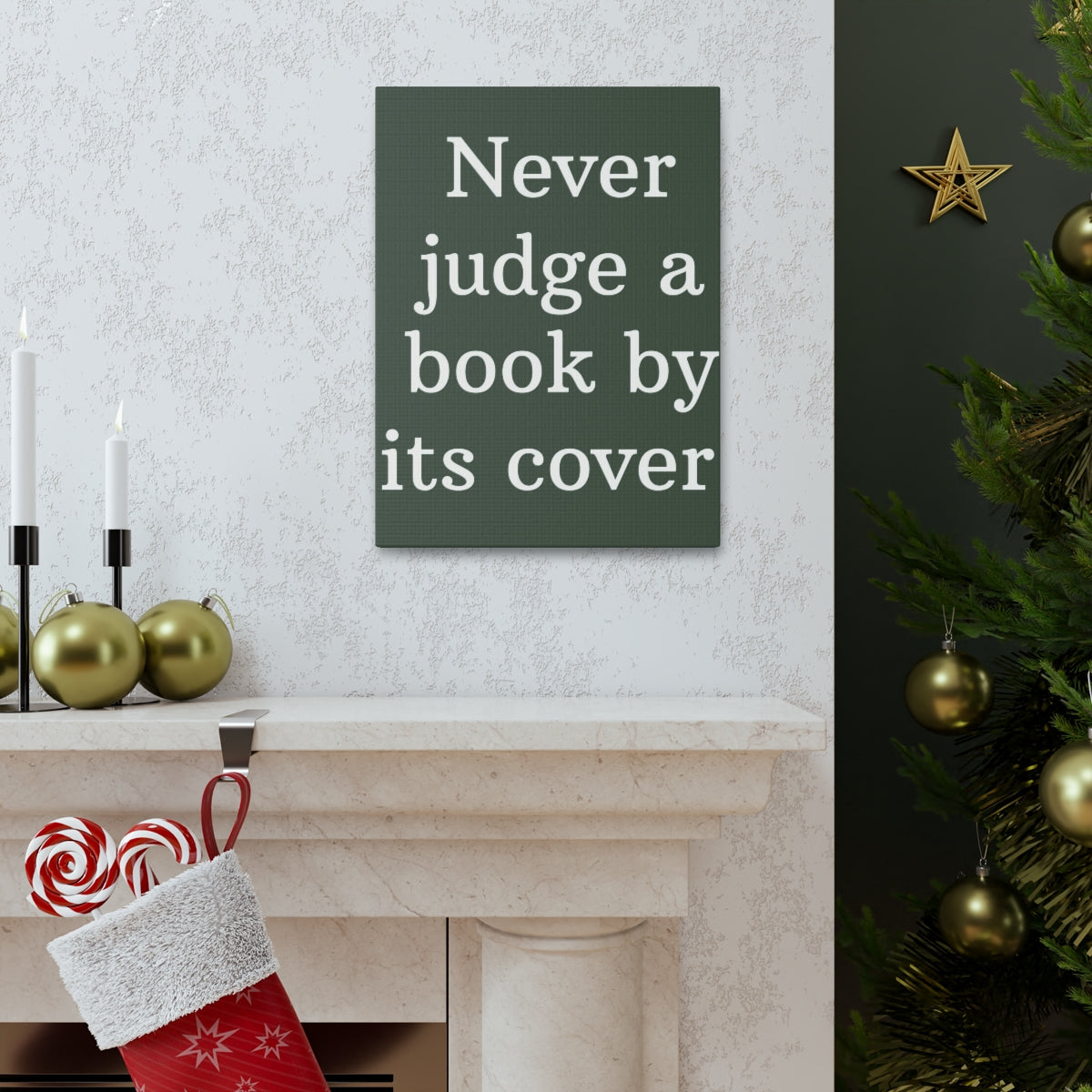 Scripture Walls Inspirational Wall Art Never Judge A Book Motivation Wall Decor for Home Office Gym Inspiring Success Quote Print Ready to Hang Unframed-Express Your Love Gifts
