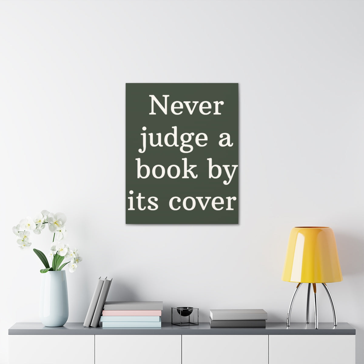 Scripture Walls Inspirational Wall Art Never Judge A Book Motivation Wall Decor for Home Office Gym Inspiring Success Quote Print Ready to Hang Unframed-Express Your Love Gifts