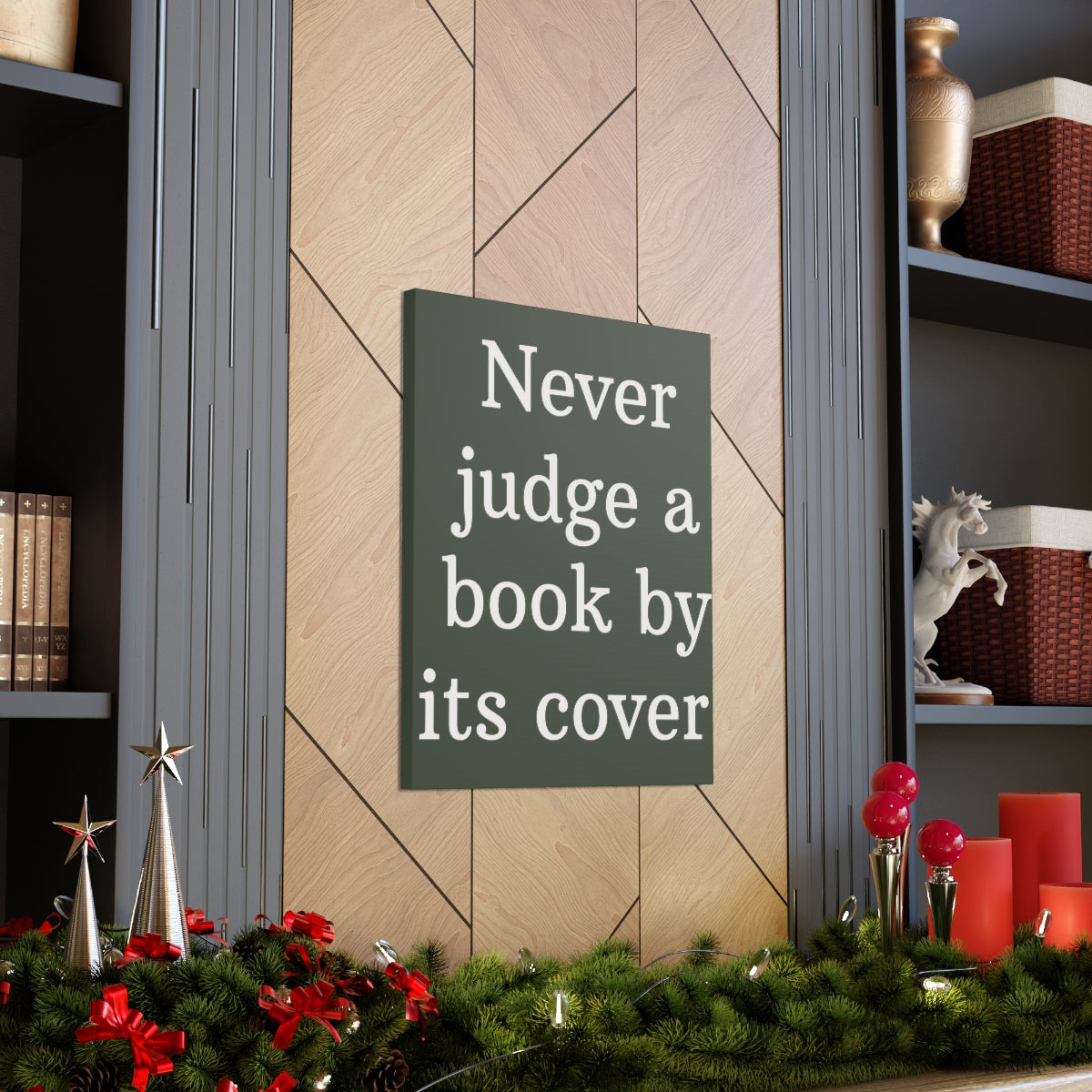 Scripture Walls Inspirational Wall Art Never Judge A Book Motivation Wall Decor for Home Office Gym Inspiring Success Quote Print Ready to Hang Unframed-Express Your Love Gifts