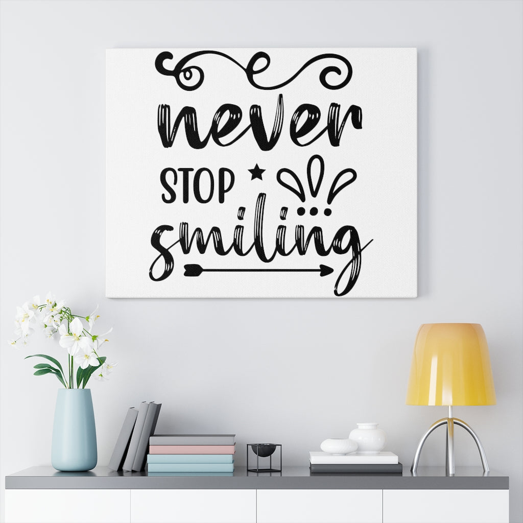 Scripture Walls Inspirational Wall Art Never Stop Smiling Wall Art Motivation Wall Decor for Home Office Gym Inspiring Success Quote Print Ready to Hang Unframed-Express Your Love Gifts