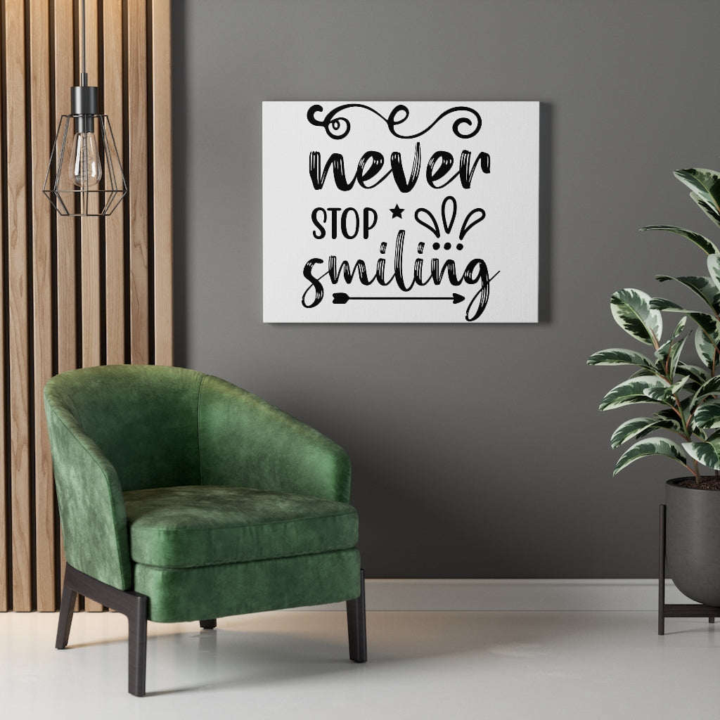 Scripture Walls Inspirational Wall Art Never Stop Smiling Wall Art Motivation Wall Decor for Home Office Gym Inspiring Success Quote Print Ready to Hang Unframed-Express Your Love Gifts