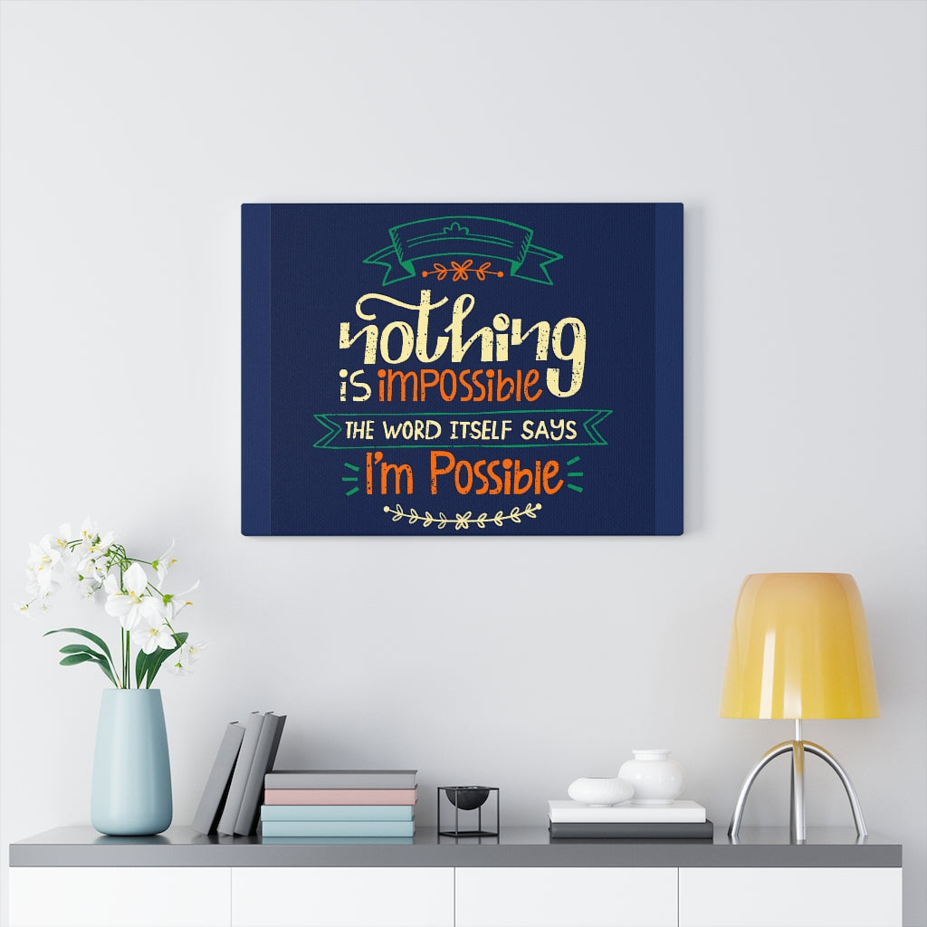 Scripture Walls Inspirational Wall Art Nothing Is Impossible Blue Wall Art Motivational Motto Inspiring Prints Artwork Decor Ready to Hang Unframed-Express Your Love Gifts