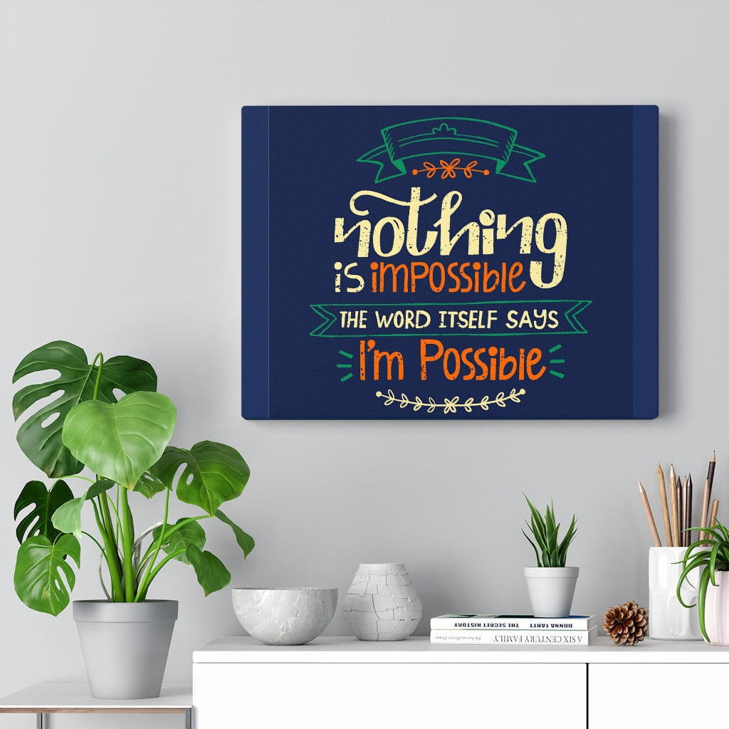 Scripture Walls Inspirational Wall Art Nothing Is Impossible Blue Wall Art Motivational Motto Inspiring Prints Artwork Decor Ready to Hang Unframed-Express Your Love Gifts