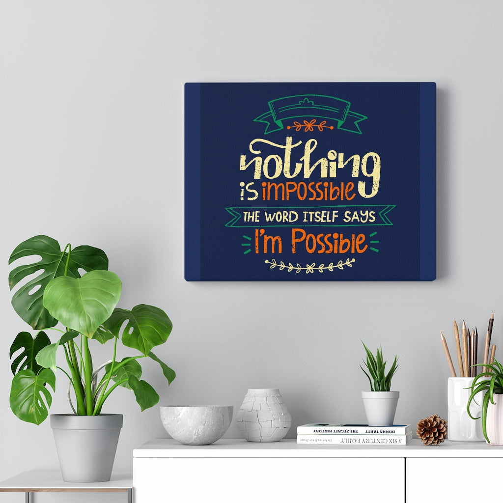 Scripture Walls Inspirational Wall Art Nothing Is Impossible Blue Wall Art Motivational Motto Inspiring Prints Artwork Decor Ready to Hang Unframed-Express Your Love Gifts