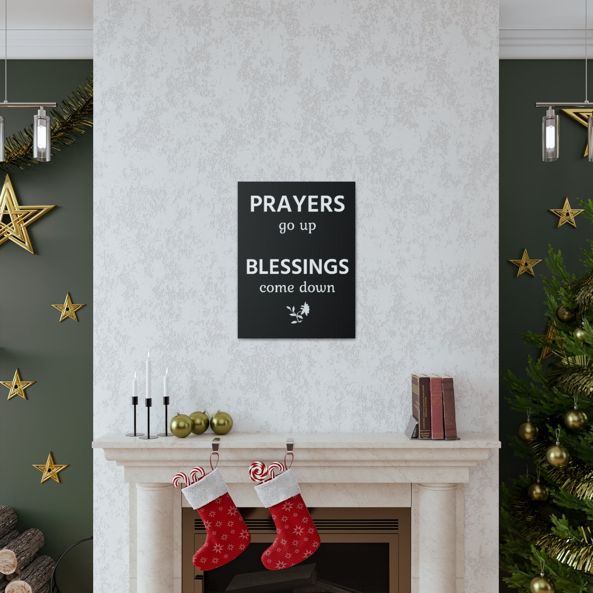 Scripture Walls Inspirational Wall Art Prayers Go Up Blessings Come Down Motivation Wall Decor for Home Office Gym Inspiring Success Quote Print Ready to Hang Unframed-Express Your Love Gifts