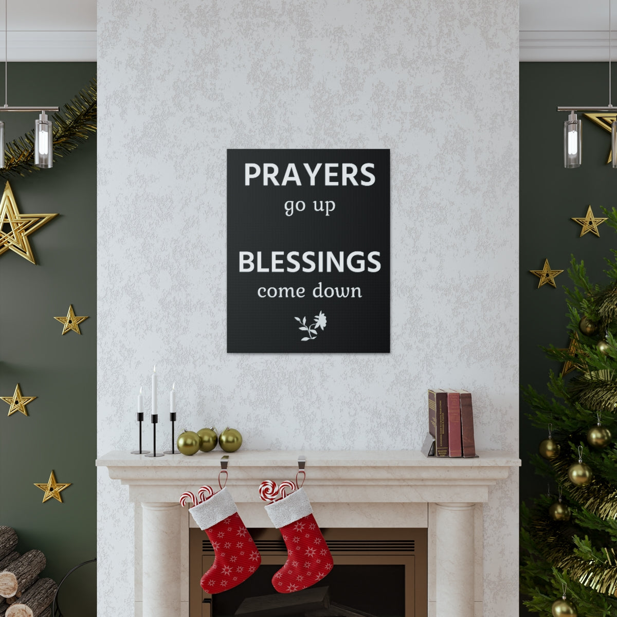Scripture Walls Inspirational Wall Art Prayers Go Up Blessings Come Down Motivation Wall Decor for Home Office Gym Inspiring Success Quote Print Ready to Hang Unframed-Express Your Love Gifts