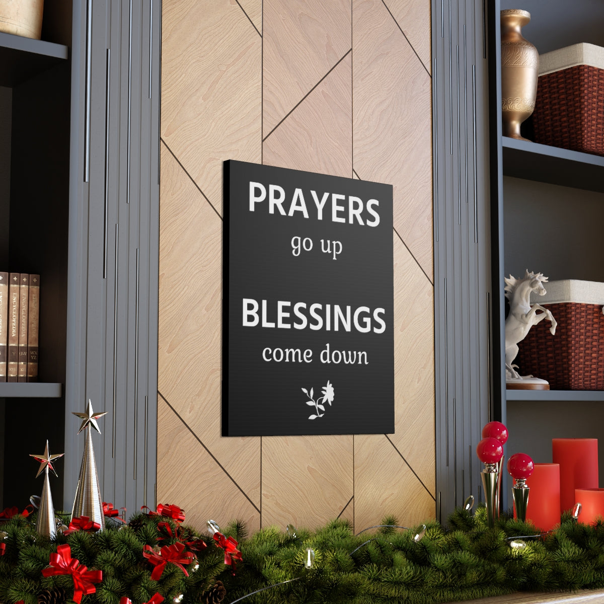 Scripture Walls Inspirational Wall Art Prayers Go Up Blessings Come Down Motivation Wall Decor for Home Office Gym Inspiring Success Quote Print Ready to Hang Unframed-Express Your Love Gifts