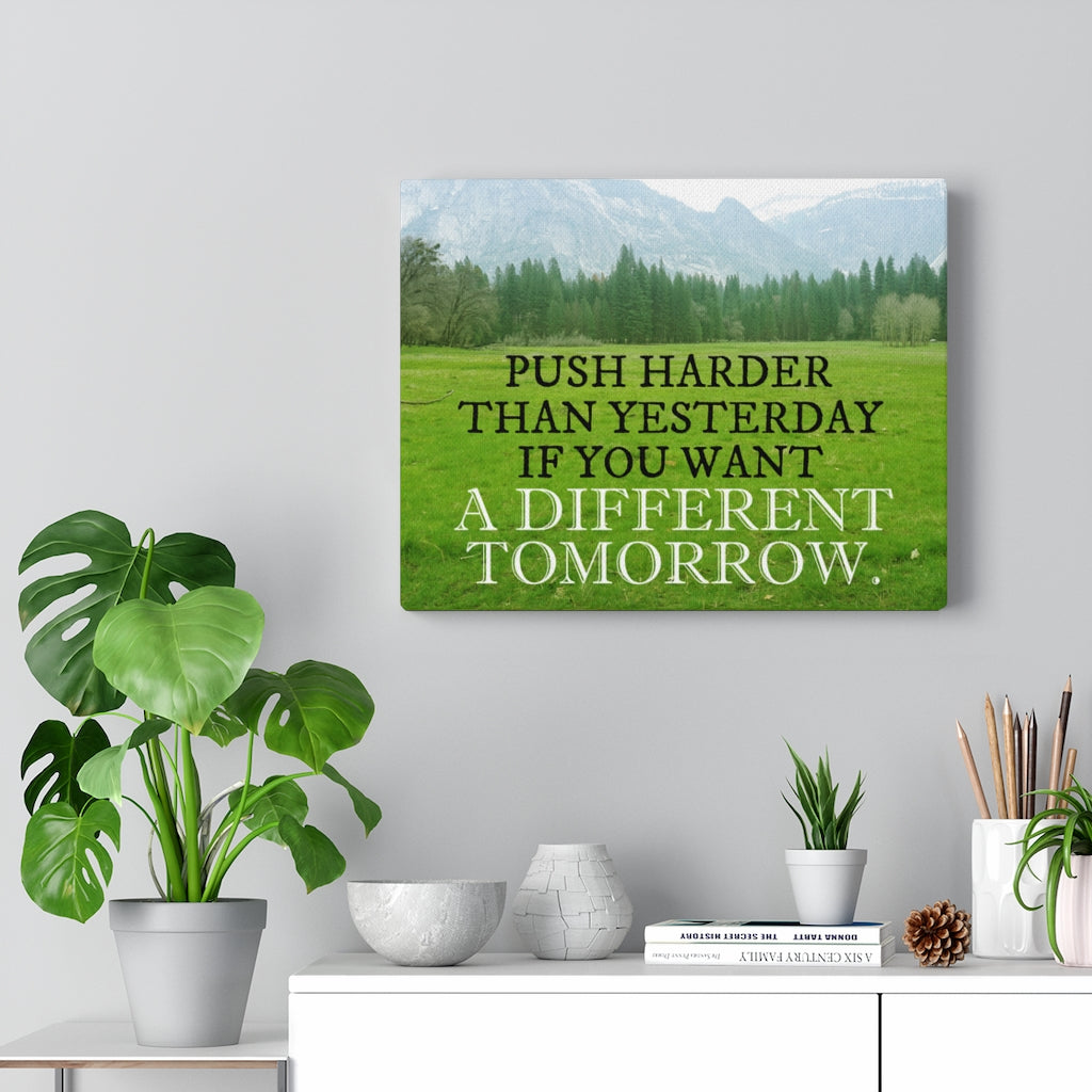 Scripture Walls Inspirational Wall Art Push Harder Than Yesterday Motivational Print Ready to Hang Artwork Unframed-Express Your Love Gifts