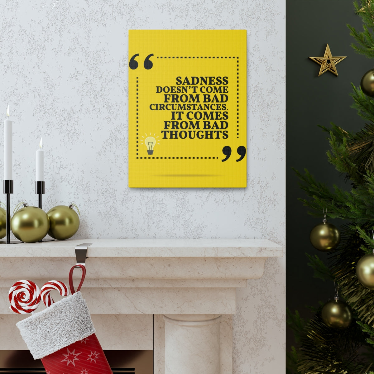 Scripture Walls Inspirational Wall Art Sadness Comes From Bad Thoughts Motivation Wall Decor for Home Office Gym Inspiring Success Quote Print Ready to Hang Unframed-Express Your Love Gifts