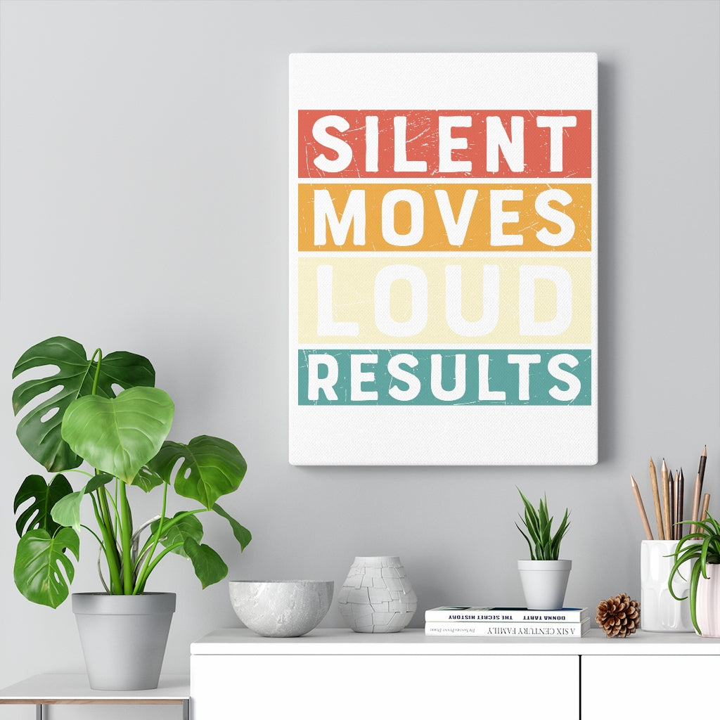 Scripture Walls Inspirational Wall Art Silent Moves Loud Results Wall Art Motivation Wall Decor for Home Office Gym Inspiring Success Quote Print Ready to Hang Unframed-Express Your Love Gifts