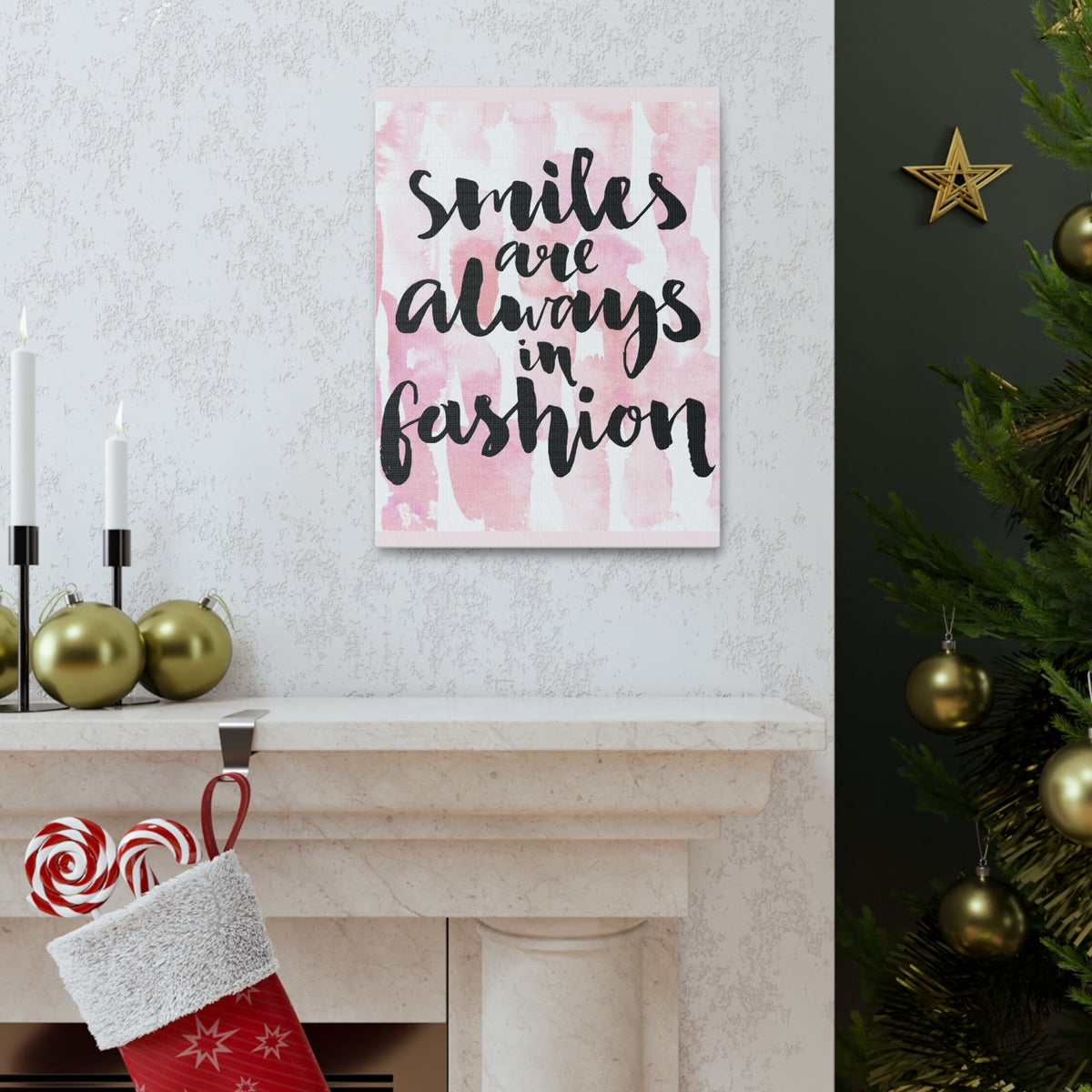 Scripture Walls Inspirational Wall Art Smiles Are Always In Fashion Motivation Wall Decor for Home Office Gym Inspiring Success Quote Print Ready to Hang Unframed-Express Your Love Gifts