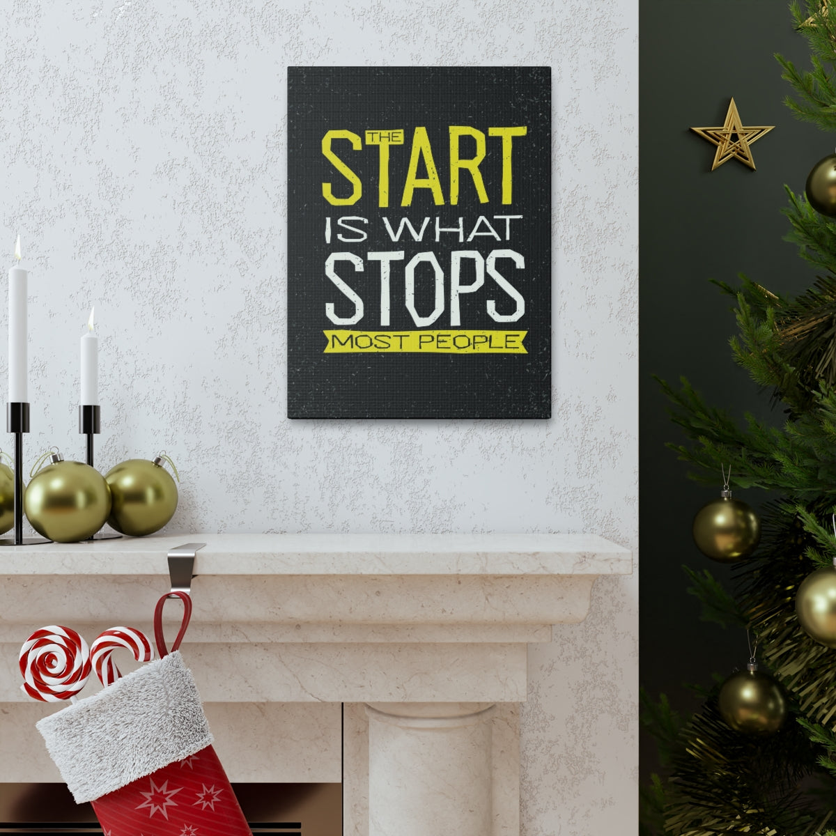 Scripture Walls Inspirational Wall Art Start Is What Stops Most People Motivation Wall Decor for Home Office Gym Inspiring Success Quote Print Ready to Hang Unframed-Express Your Love Gifts