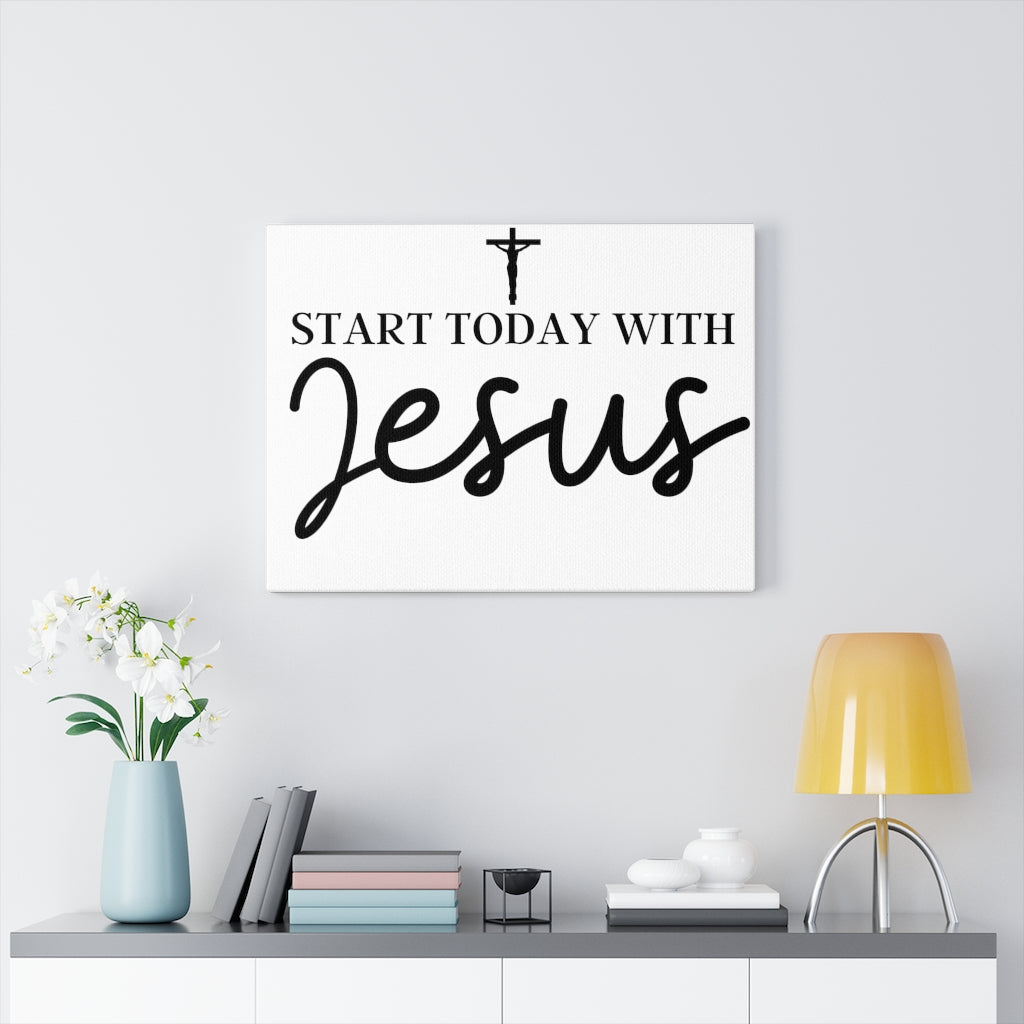 Scripture Walls Inspirational Wall Art Start Today With Jesus Wall Art Motivation Wall Decor for Home Office Gym Inspiring Success Quote Print Ready to Hang Unframed-Express Your Love Gifts