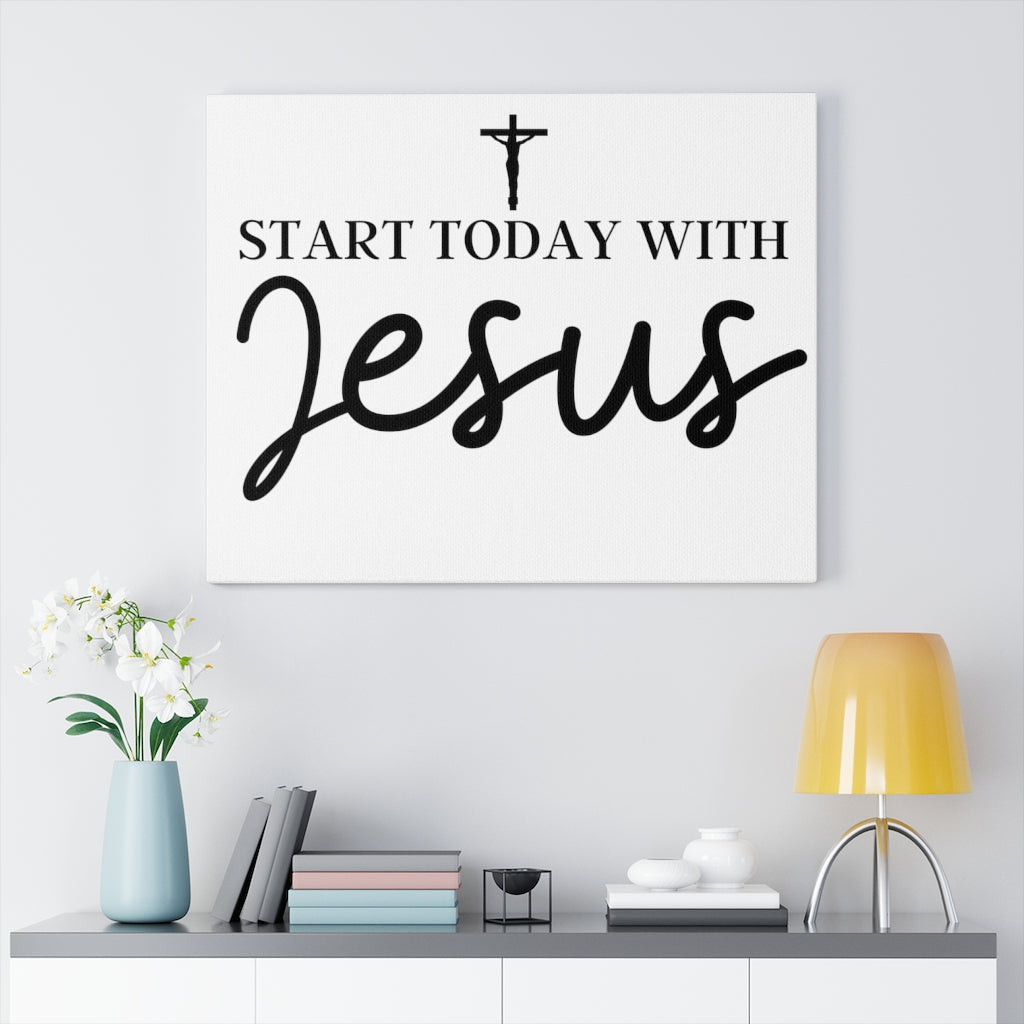Scripture Walls Inspirational Wall Art Start Today With Jesus Wall Art Motivation Wall Decor for Home Office Gym Inspiring Success Quote Print Ready to Hang Unframed-Express Your Love Gifts