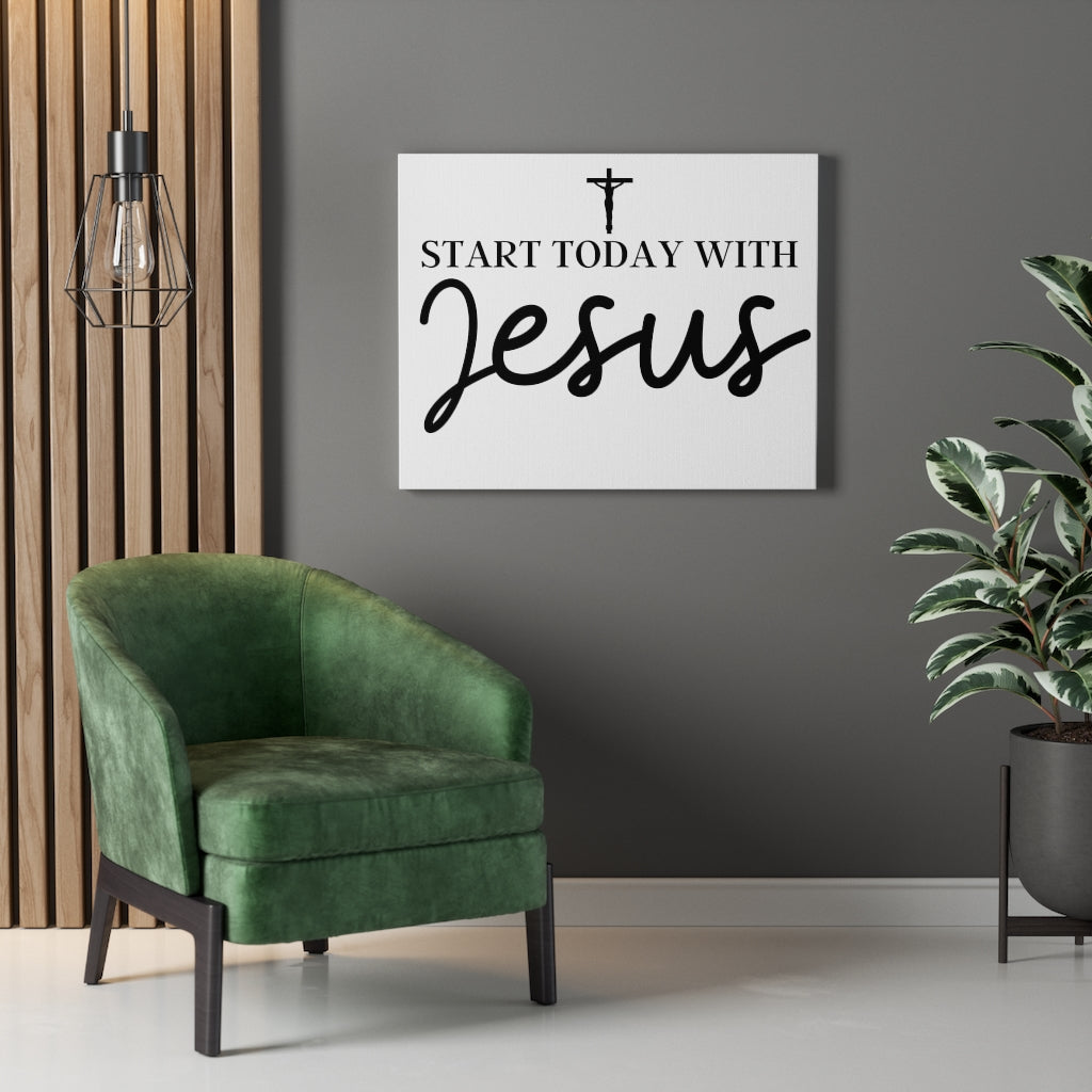 Scripture Walls Inspirational Wall Art Start Today With Jesus Wall Art Motivation Wall Decor for Home Office Gym Inspiring Success Quote Print Ready to Hang Unframed-Express Your Love Gifts