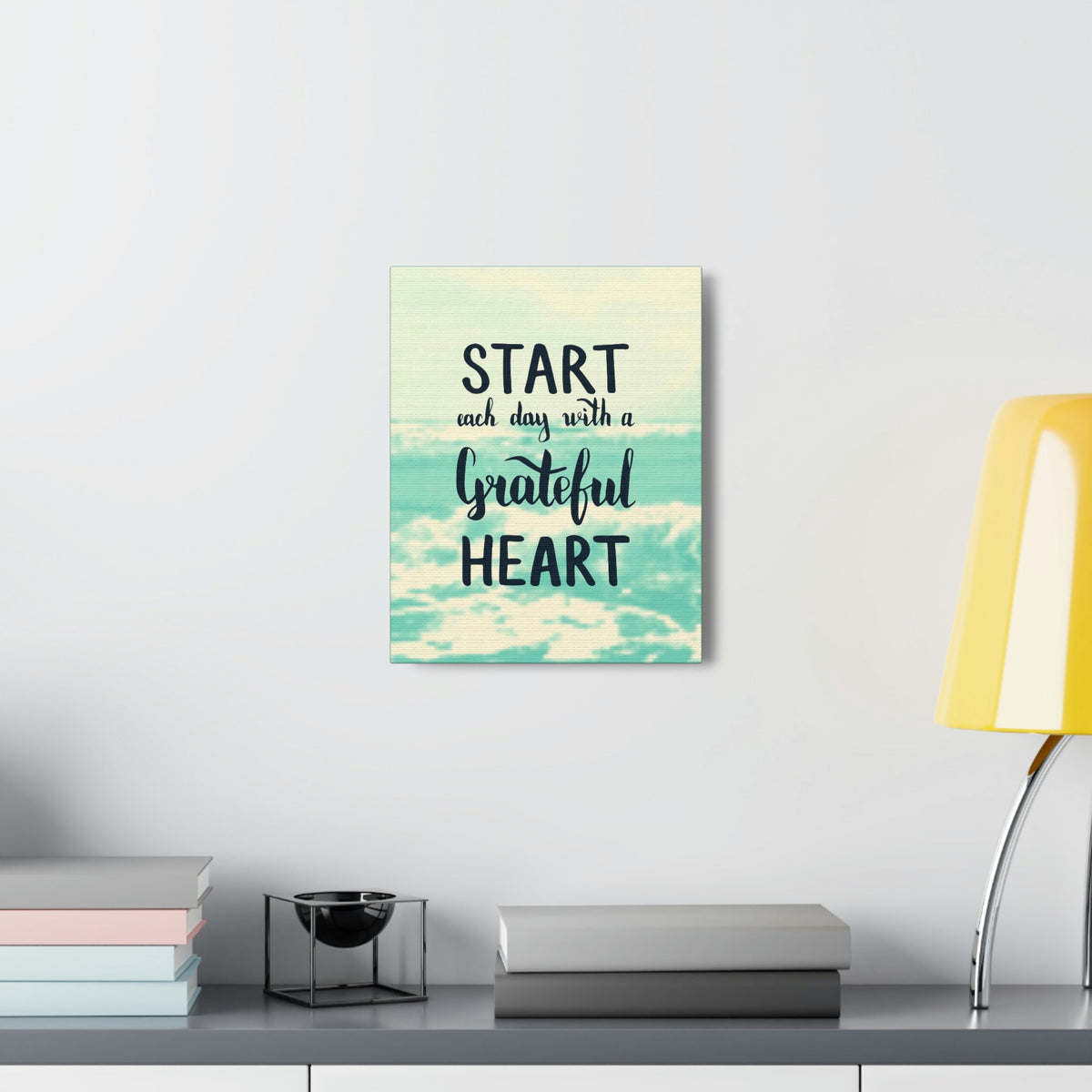 Scripture Walls Inspirational Wall Art Start With Grateful Heart Motivation Wall Decor for Home Office Gym Inspiring Success Quote Print Ready to Hang Unframed-Express Your Love Gifts