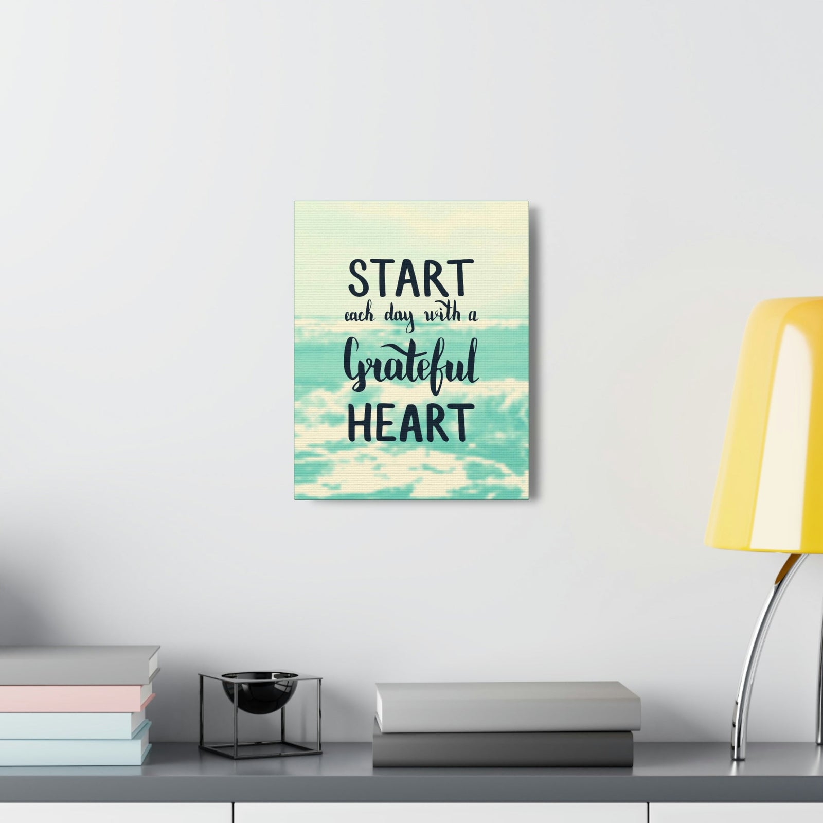 Scripture Walls Inspirational Wall Art Start With Grateful Heart Motivation Wall Decor for Home Office Gym Inspiring Success Quote Print Ready to Hang Unframed-Express Your Love Gifts