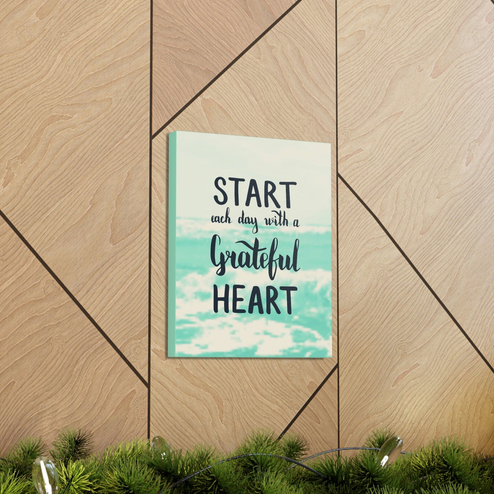 Scripture Walls Inspirational Wall Art Start With Grateful Heart Motivation Wall Decor for Home Office Gym Inspiring Success Quote Print Ready to Hang Unframed-Express Your Love Gifts