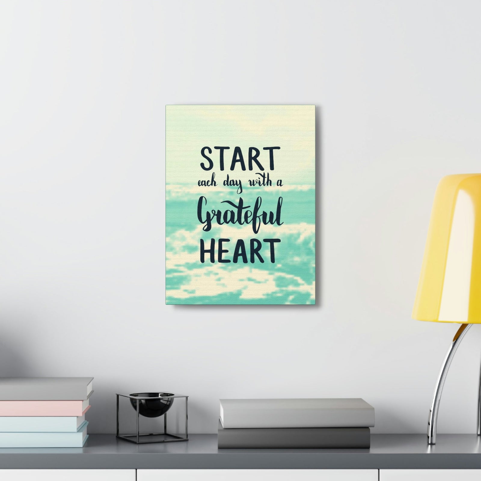 Scripture Walls Inspirational Wall Art Start With Grateful Heart Motivation Wall Decor for Home Office Gym Inspiring Success Quote Print Ready to Hang Unframed-Express Your Love Gifts
