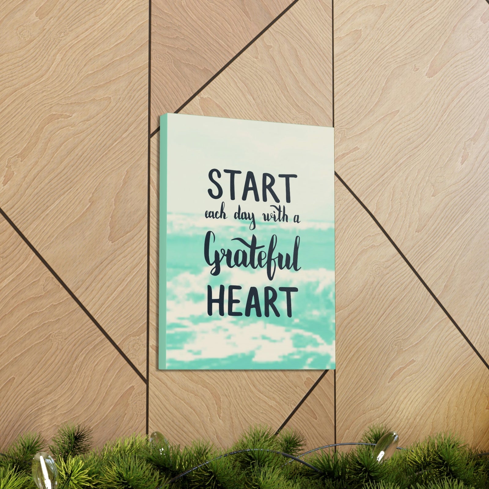 Scripture Walls Inspirational Wall Art Start With Grateful Heart Motivation Wall Decor for Home Office Gym Inspiring Success Quote Print Ready to Hang Unframed-Express Your Love Gifts