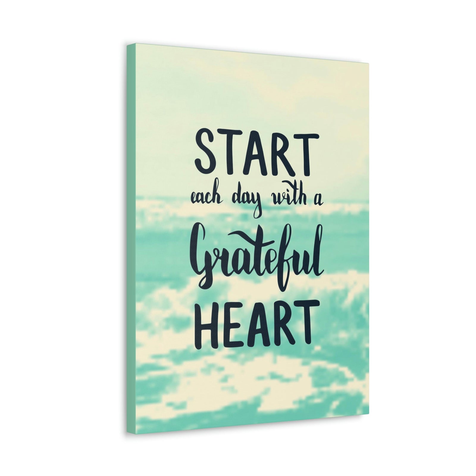 Scripture Walls Inspirational Wall Art Start With Grateful Heart Motivation Wall Decor for Home Office Gym Inspiring Success Quote Print Ready to Hang Unframed-Express Your Love Gifts