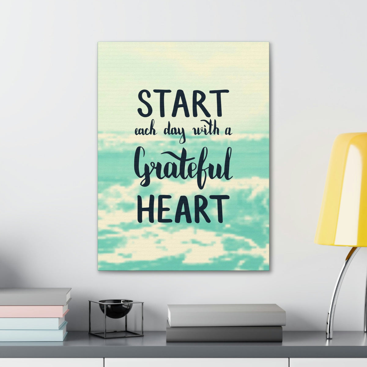 Scripture Walls Inspirational Wall Art Start With Grateful Heart Motivation Wall Decor for Home Office Gym Inspiring Success Quote Print Ready to Hang Unframed-Express Your Love Gifts