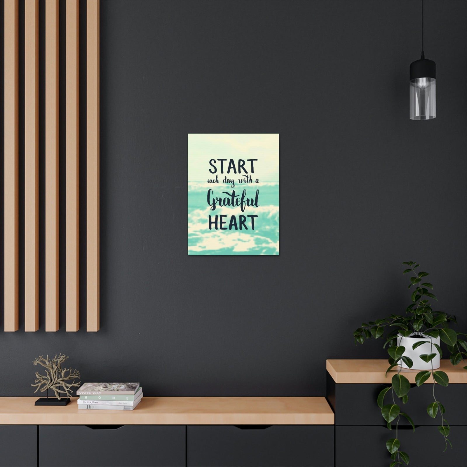 Scripture Walls Inspirational Wall Art Start With Grateful Heart Motivation Wall Decor for Home Office Gym Inspiring Success Quote Print Ready to Hang Unframed-Express Your Love Gifts