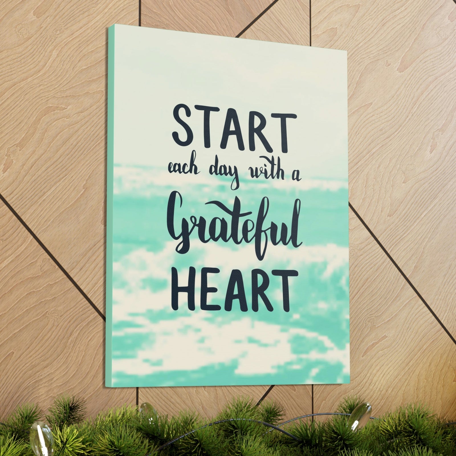 Scripture Walls Inspirational Wall Art Start With Grateful Heart Motivation Wall Decor for Home Office Gym Inspiring Success Quote Print Ready to Hang Unframed-Express Your Love Gifts