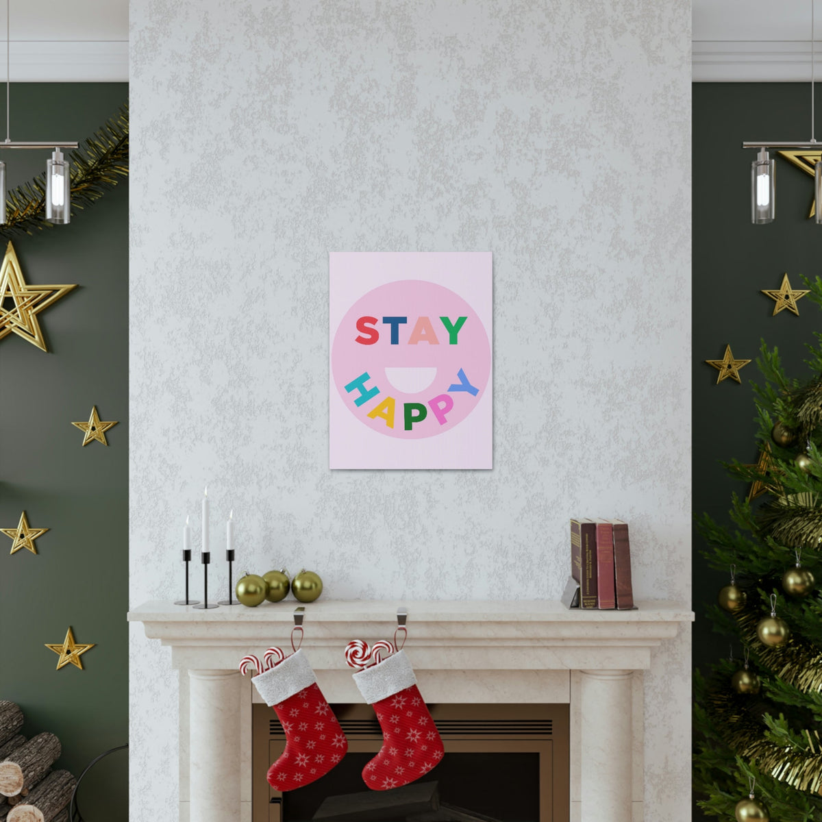 Scripture Walls Inspirational Wall Art Stay Happy Motivation Wall Decor for Home Office Gym Inspiring Success Quote Print Ready to Hang Unframed-Express Your Love Gifts