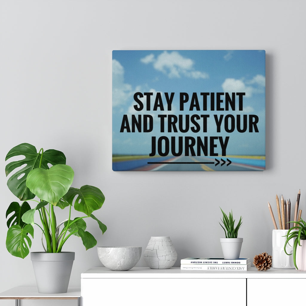 Scripture Walls Inspirational Wall Art Stay Patient And Trust Blue Motivational Print Ready to Hang Artwork Unframed-Express Your Love Gifts