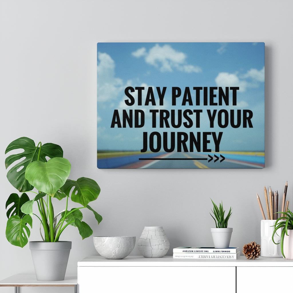 Scripture Walls Inspirational Wall Art Stay Patient And Trust Blue Motivational Print Ready to Hang Artwork Unframed-Express Your Love Gifts