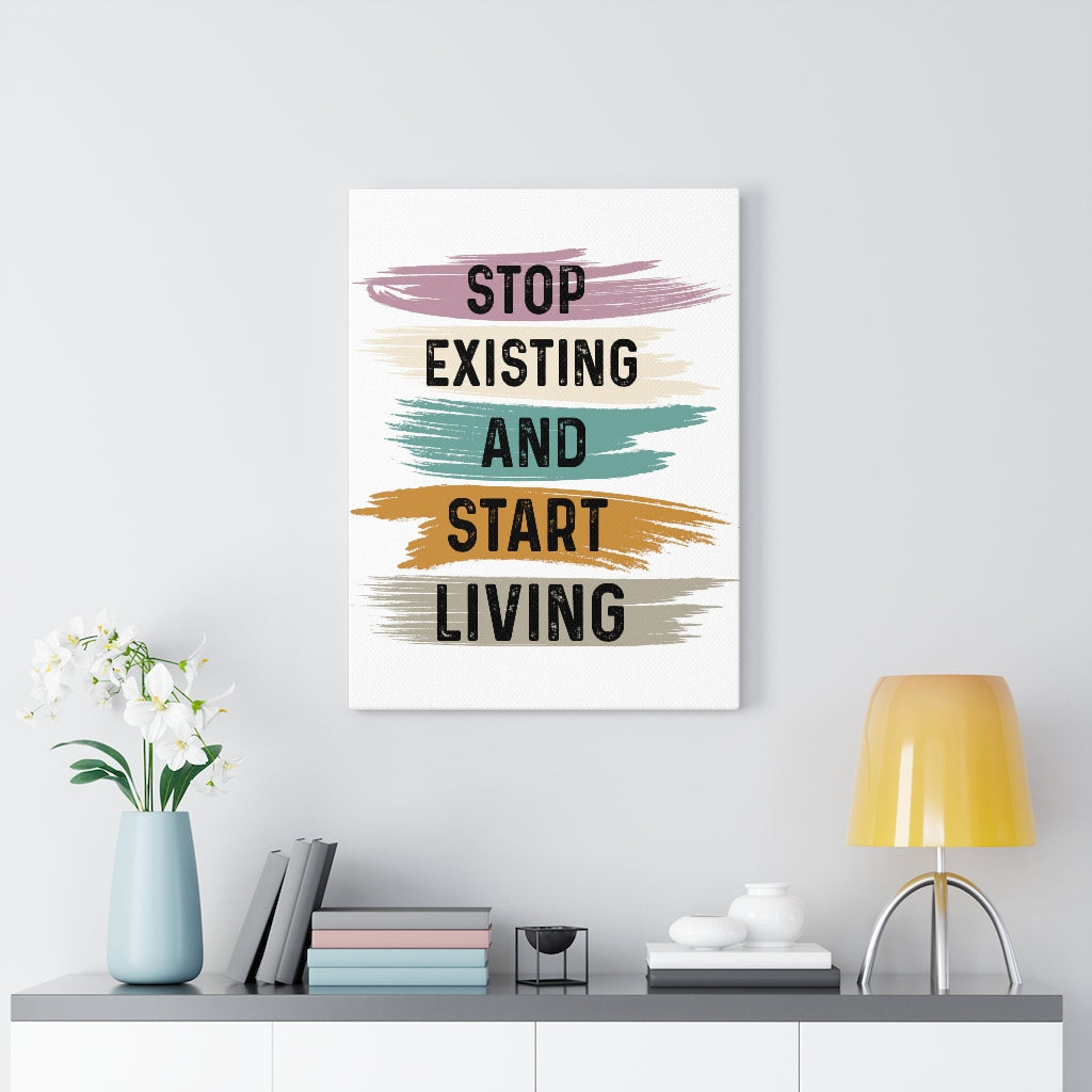 Scripture Walls Inspirational Wall Art Stop Existing And Start Living Wall Art Motivation Wall Decor for Home Office Gym Inspiring Success Quote Print Ready to Hang Unframed-Express Your Love Gifts