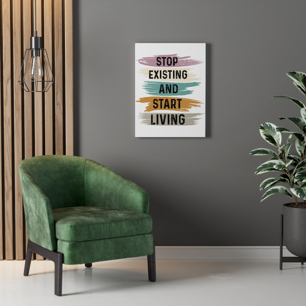 Scripture Walls Inspirational Wall Art Stop Existing And Start Living Wall Art Motivation Wall Decor for Home Office Gym Inspiring Success Quote Print Ready to Hang Unframed-Express Your Love Gifts