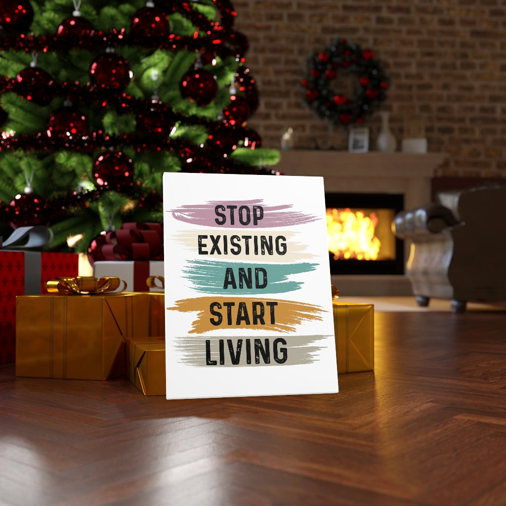 Scripture Walls Inspirational Wall Art Stop Existing And Start Living Wall Art Motivation Wall Decor for Home Office Gym Inspiring Success Quote Print Ready to Hang Unframed-Express Your Love Gifts