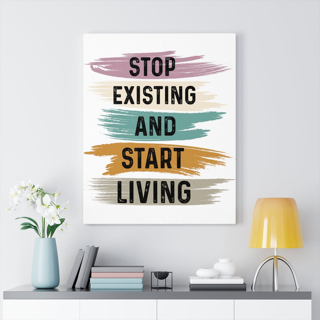 Scripture Walls Inspirational Wall Art Stop Existing And Start Living Wall Art Motivation Wall Decor for Home Office Gym Inspiring Success Quote Print Ready to Hang Unframed-Express Your Love Gifts