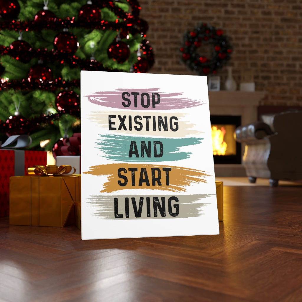 Scripture Walls Inspirational Wall Art Stop Existing And Start Living Wall Art Motivation Wall Decor for Home Office Gym Inspiring Success Quote Print Ready to Hang Unframed-Express Your Love Gifts
