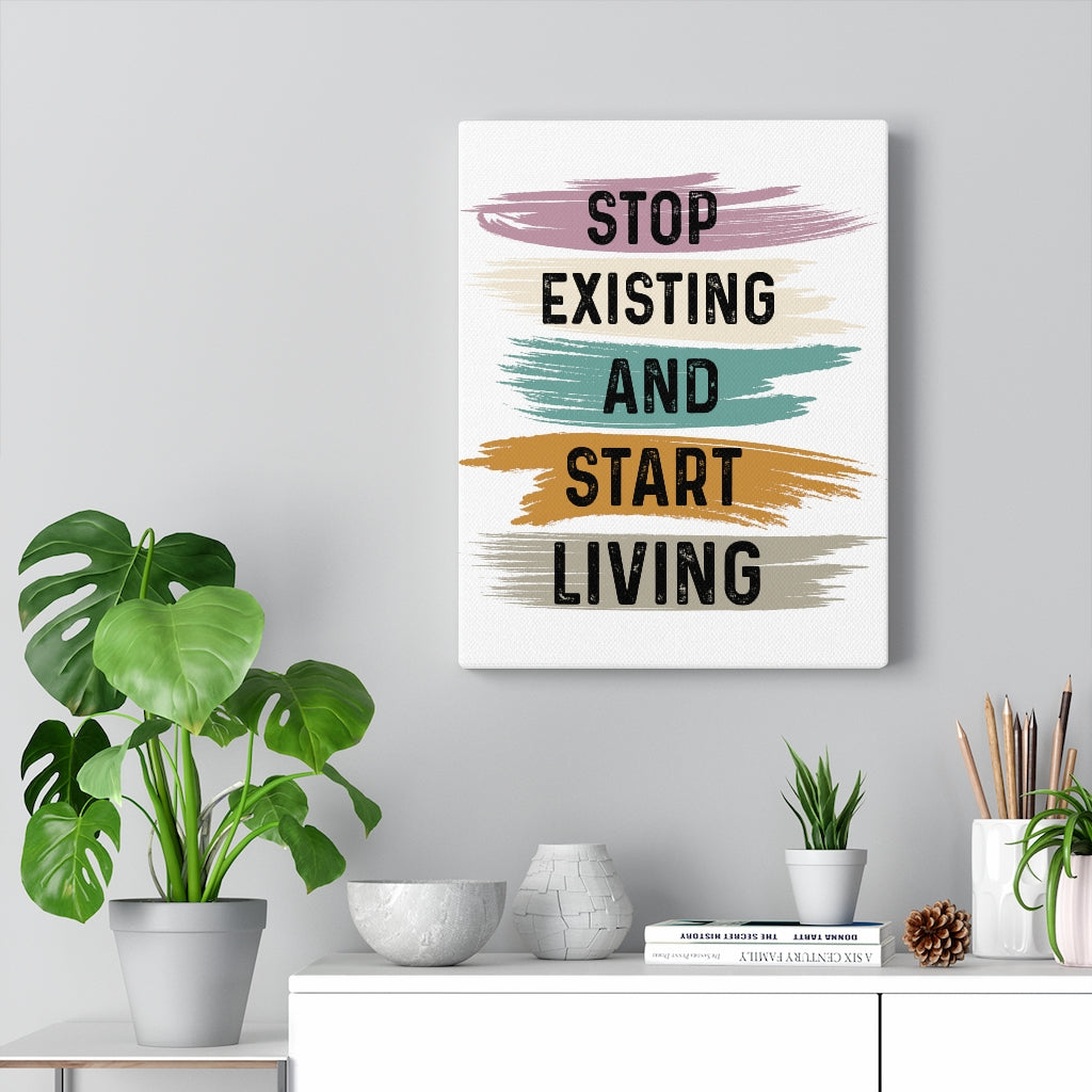 Scripture Walls Inspirational Wall Art Stop Existing And Start Living Wall Art Motivation Wall Decor for Home Office Gym Inspiring Success Quote Print Ready to Hang Unframed-Express Your Love Gifts